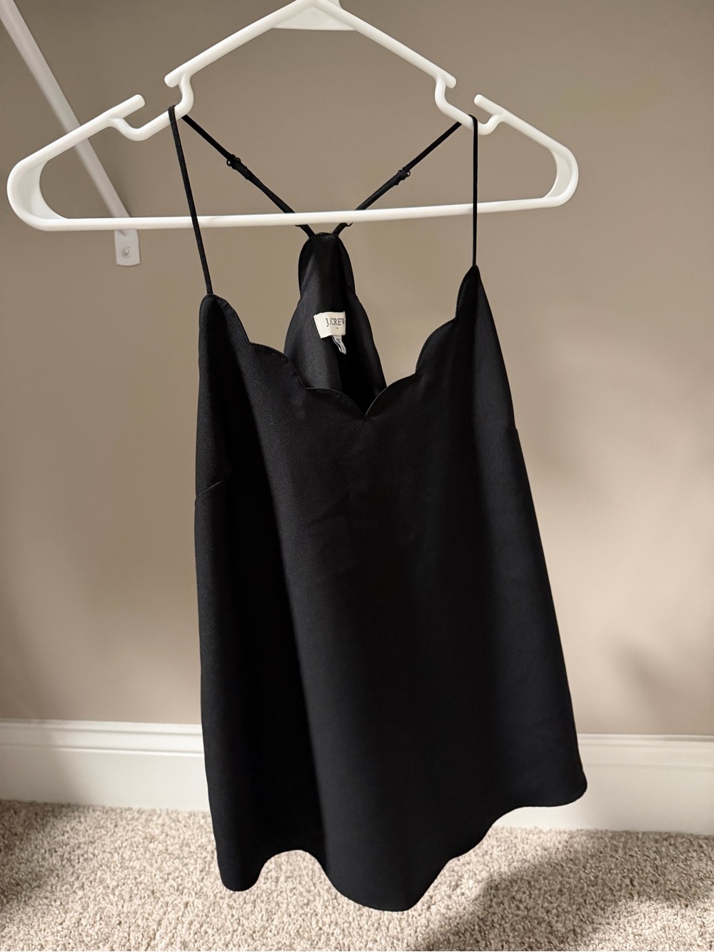 J. Crew Black Scallop-Edge Satin Cami